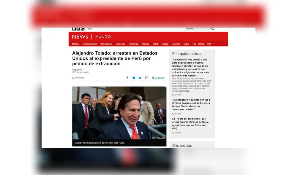 BBC : arrestan en Estados Unidos al expresidente de Perú por pedido de extradición. BBC : arrestan en Estados Unidos al expresidente de Perú por pedido de extradición.