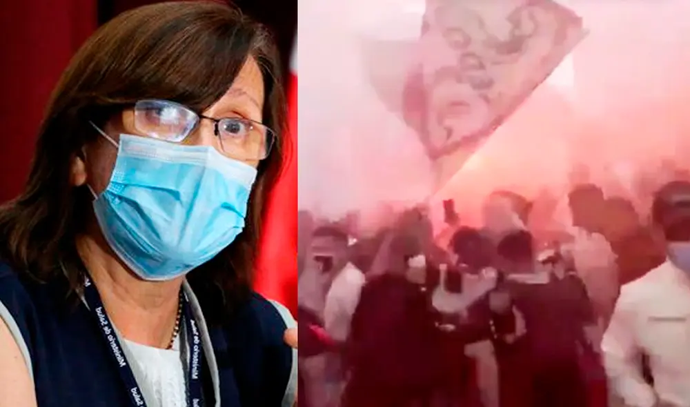 Pilar Mazzetti aseguró que no debe volver a suceder una aglomeración como de los barristas de la 'U'. Composición: La República. Pilar Mazzetti aseguró que no debe volver a suceder una aglomeración como de los barristas de la 'U'. Composición: La República.