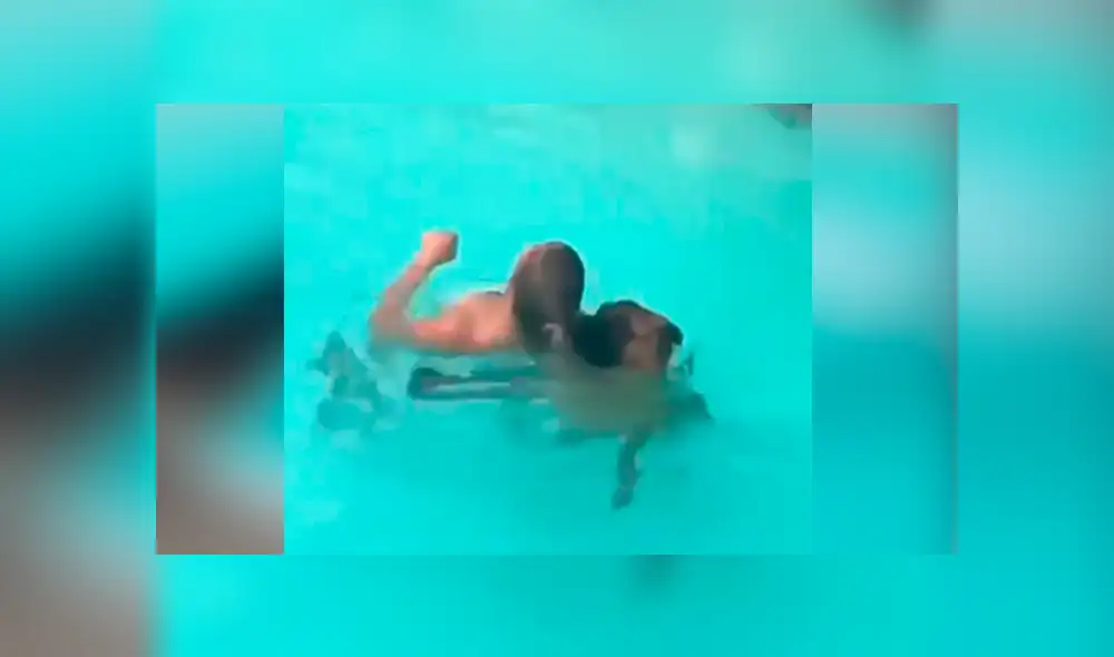 Dueña de perro simula que se asfixia dentro de piscina y osado can se lanza para rescatarla. Dueña de perro simula que se asfixia dentro de piscina y osado can se lanza para rescatarla.
