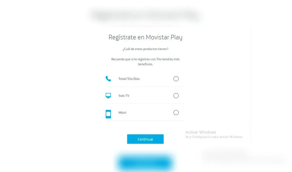 Registro en Movistar Play.