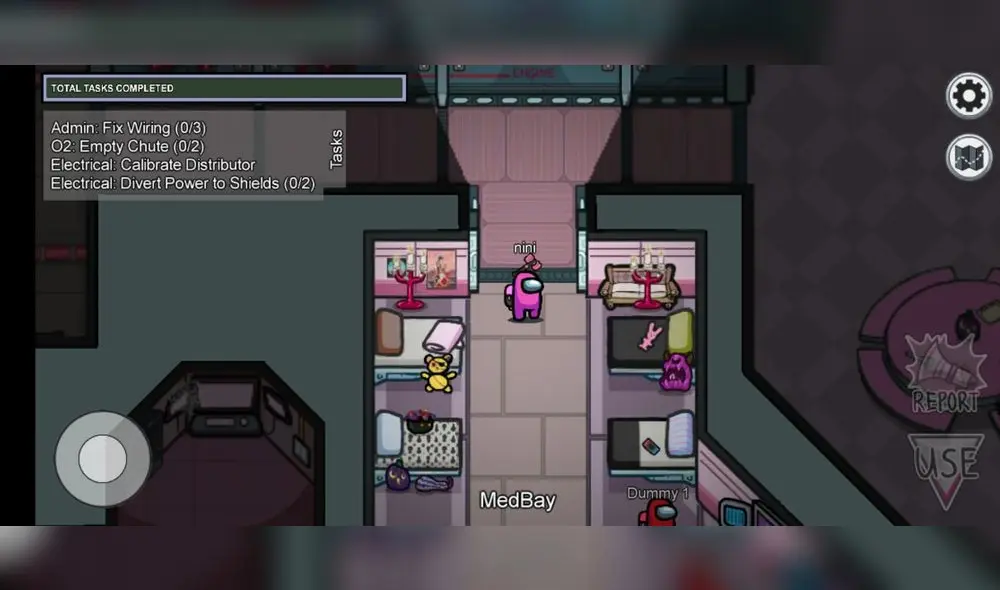 En Among pink puedes ver la decoración cambiada en el área médica. Foto: @Amongpinkgame