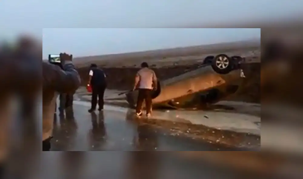 Moquegua: Huaico volcó un vehículo con personas en su interior [VIDEO]