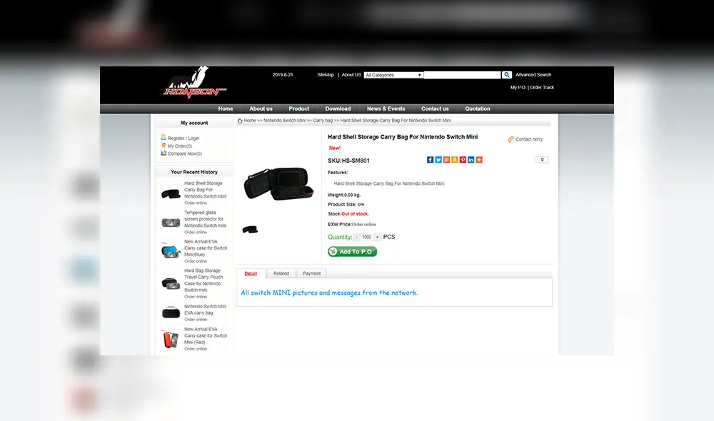 'Nintendo Switch Mini' revelada en tienda de accesorios HonSon.