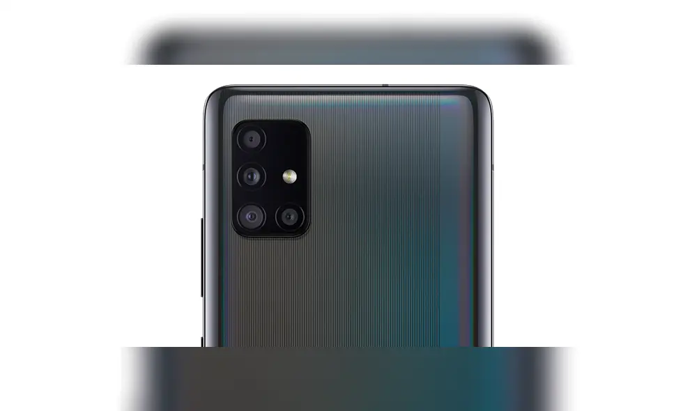 El sistema de cámaras del Galaxy A51 5G conformado por 48 MP + 12 MP + 5 MP + 5 MP.