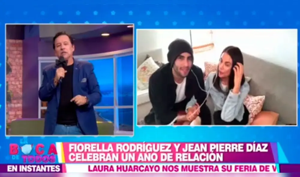 El joven de 21 años se lanzará como candidato al certamen de belleza masculino, sin embargo, se notó cierta incomodidad en la exconductora. Foto: captura América TV