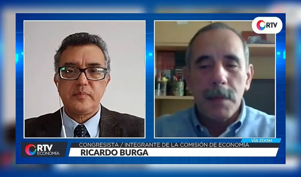 Congresista Ricardo Burga en RTV Economía, conducido por el periodista Rumi Cevallos. Congresista Ricardo Burga en RTV Economía, conducido por el periodista Rumi Cevallos.