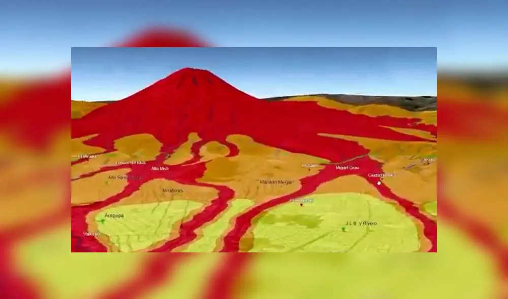 Mapa 3D muestra las zonas más peligrosas durante la posible erupción del volcán Misti  [VIDEO]
