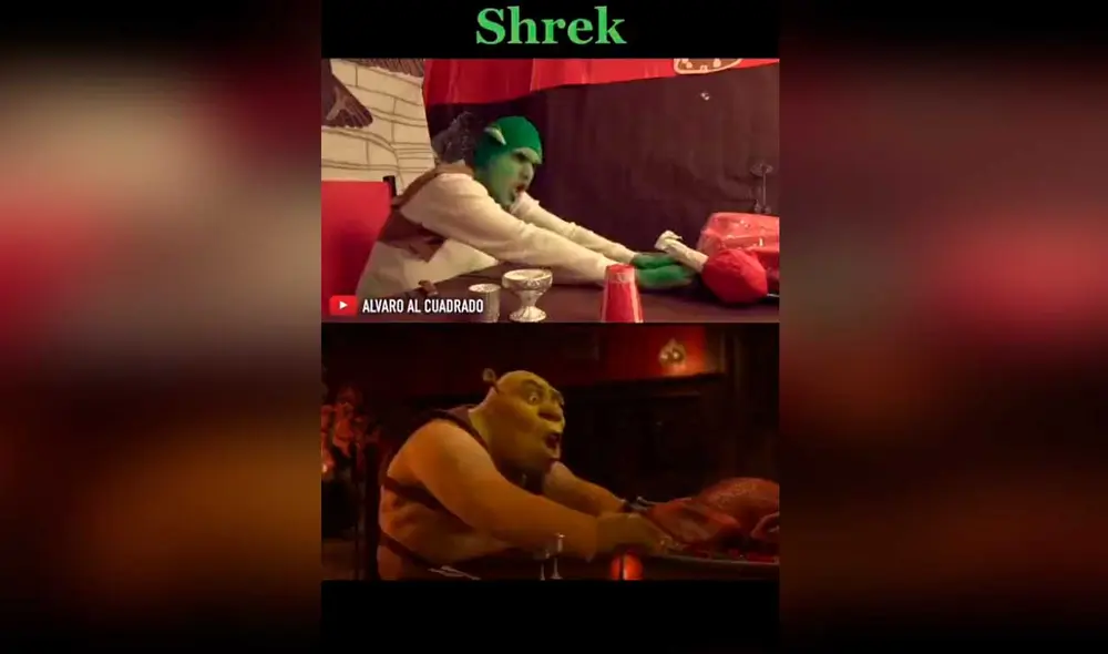 Desliza las imágenes para ver la curiosa parodia que hicieron de una escena de Shrek 2. Foto: captura de TikTok/AlvaroAlCuadrado