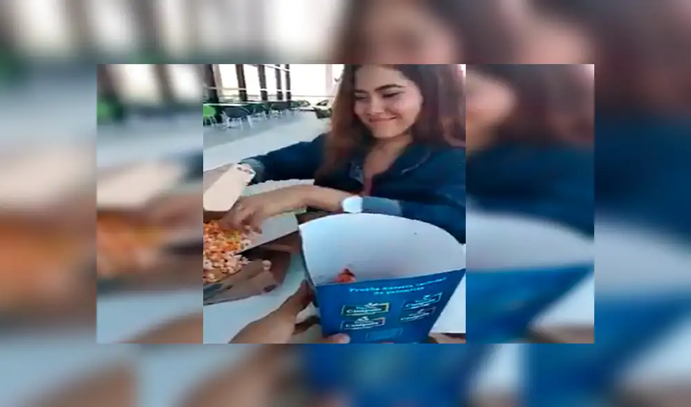 Facebook: chica aplica truco para esconder comida en balde de cancha y novio queda sorprendido [VIDEO]