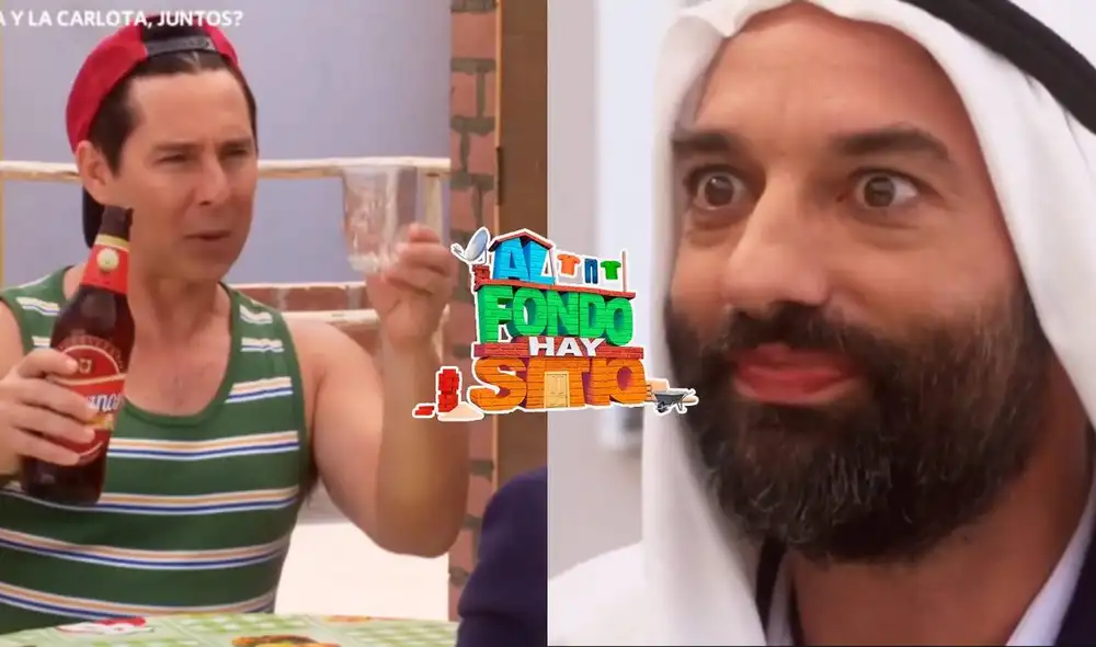 Tito enseñó como tomar cerveza en Perú al 'Jeque árabe' en el capítulo 140 de la temporada 10 de "Al fondo hay sitio 10". Foto: composición/América TV