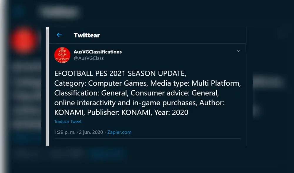 Reciente registro del juego lo califica como una simple “actualización de temporada”.