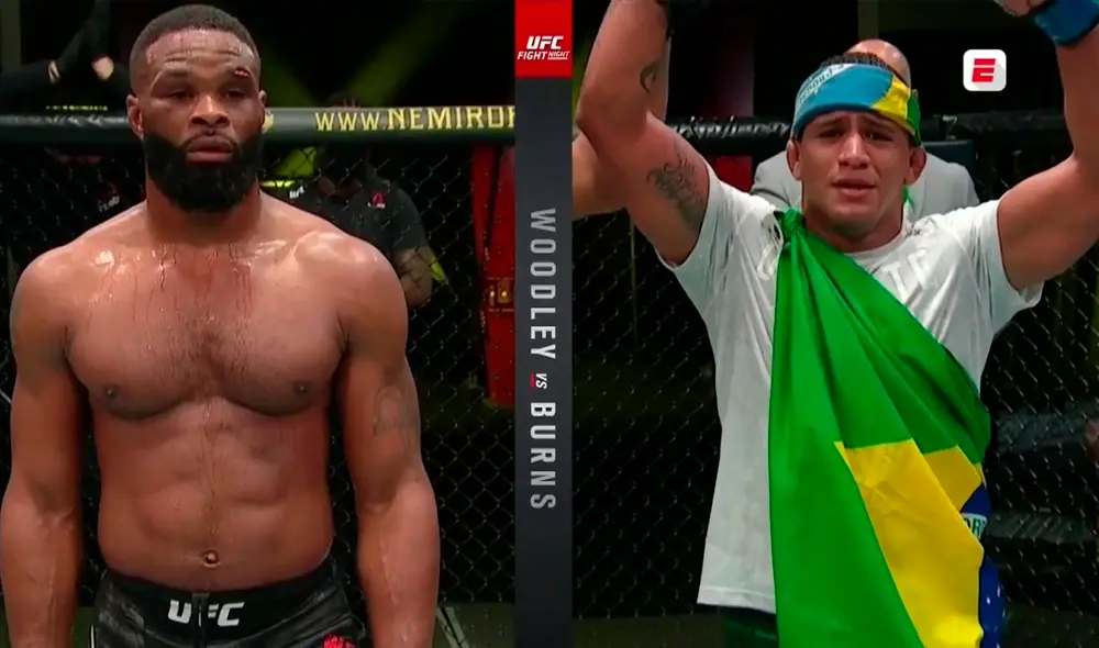 Gilbert Burns venció por decisión unánime a Tyron Woodley en UFC Fight Nigh. Foto: ESPN