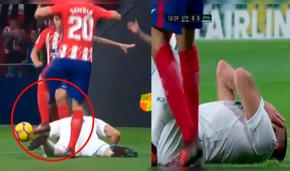En YouTube, polémica por violento pelotazo de Correa a la cabeza de Karim Benzema [VIDEO]