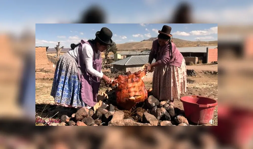 Cholita Julia celebró sus 100 mil subscriptores en Youtube con receta de lechón al horno.