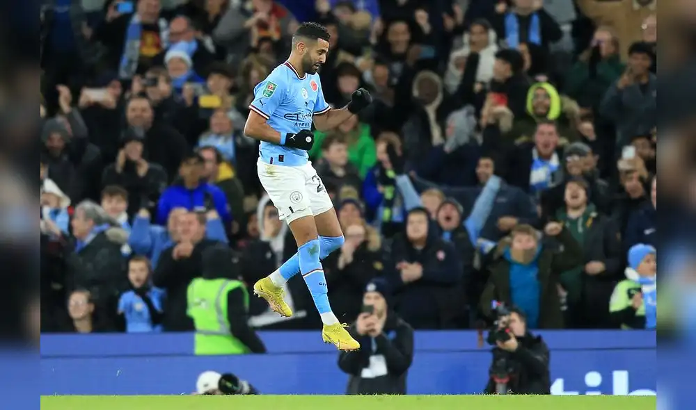 Riyad Mahrez celebrando el gol del Manchester City ante el Chelsea. Foto: AFP Riyad Mahrez celebrando el gol del Manchester City ante el Chelsea. Foto: AFP