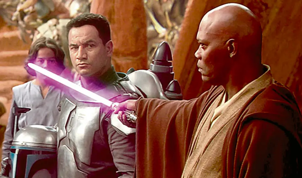 Jango Fett. Junto a Samuel L. Jackson (Windu, Star Wars). Jango Fett. Junto a Samuel L. Jackson (Windu, Star Wars).