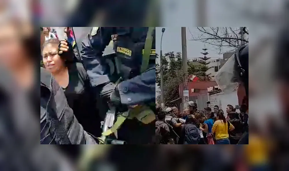 Se registran protestas entre estudiantes de Universidad Inca Garcilaso de la Vega y policías. Foto: Capturas de video Se registran protestas entre estudiantes de Universidad Inca Garcilaso de la Vega y policías. Foto: Capturas de video