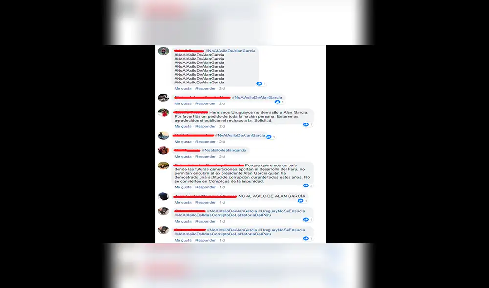 Facebook: peruanos llenan de comentarios la página del gobierno de Uruguay contra asilo a Alan García [FOTOS] 