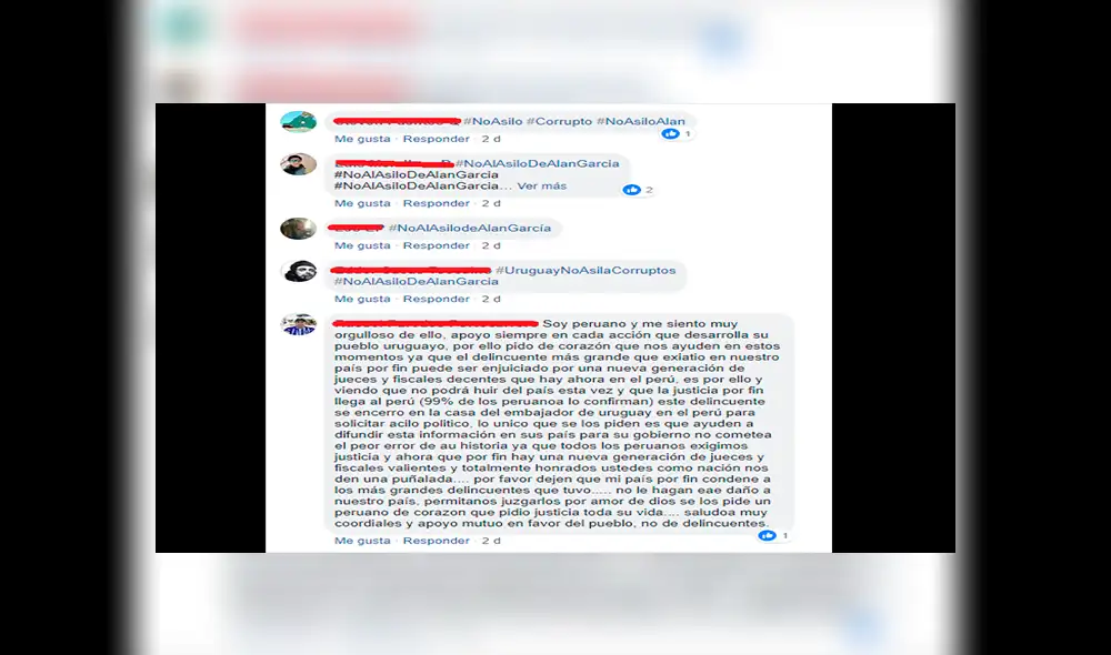Facebook: peruanos llenan de comentarios la página del gobierno de Uruguay contra asilo a Alan García [FOTOS] 