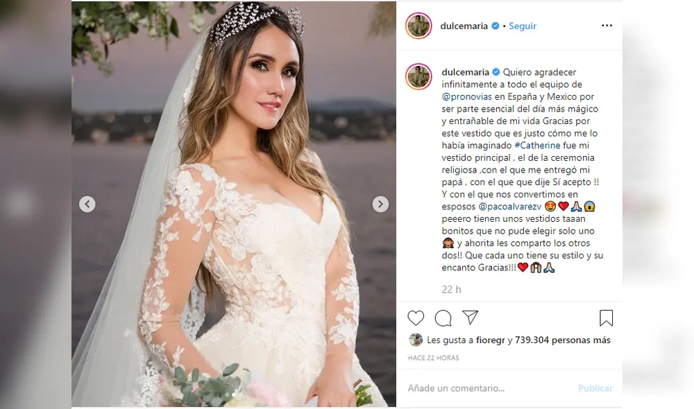 Dulce María se casó con Paco Álvarez el 9 de noviembre pasado.