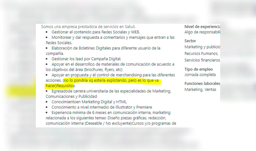 Facebook viral: empresa peruana comete ‘error’ en anuncio de empleo y es duramente criticado [FOTOS]