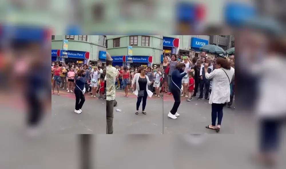 Señoras peruanas bailan al ritmo de timbal