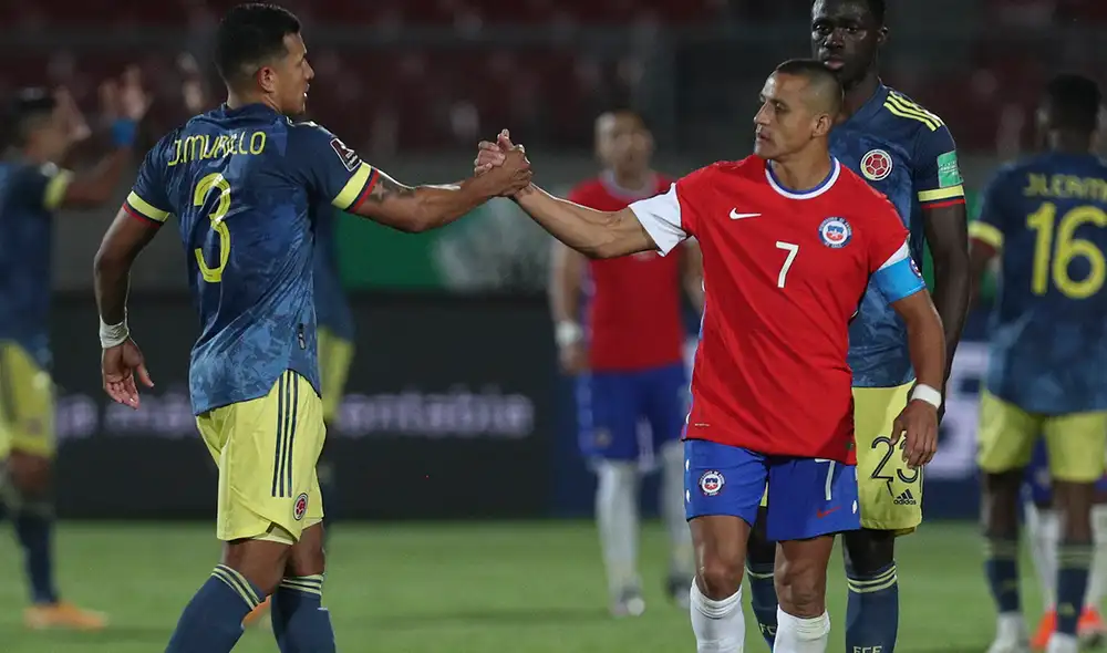 Chile igualó 2-2 con Colombia en la fecha 2 de las Eliminatorias a Qatar 2022. Foto: AFP