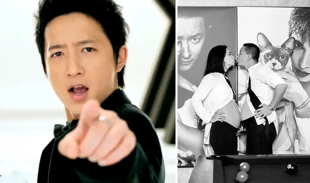 "Estamos embarazados": esa fue la descripción que puso Hangeng a fotos con su esposa Celina. Foto: composición/Weibo