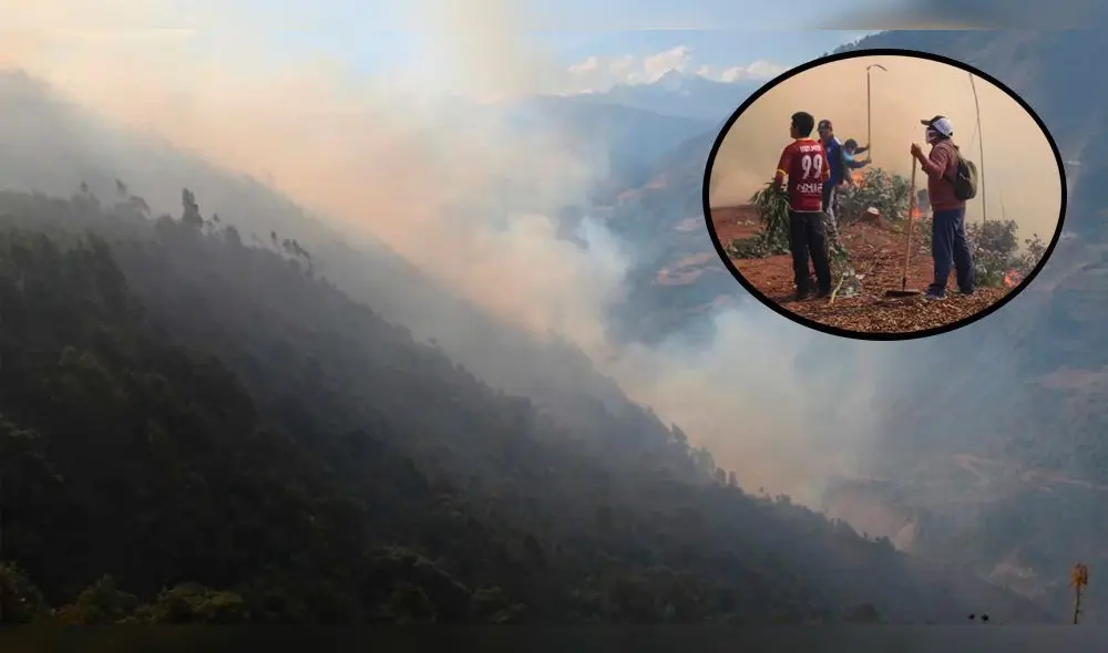 El viento provocó que las llamas avancen rápidamente. El viento provocó que las llamas avancen rápidamente.