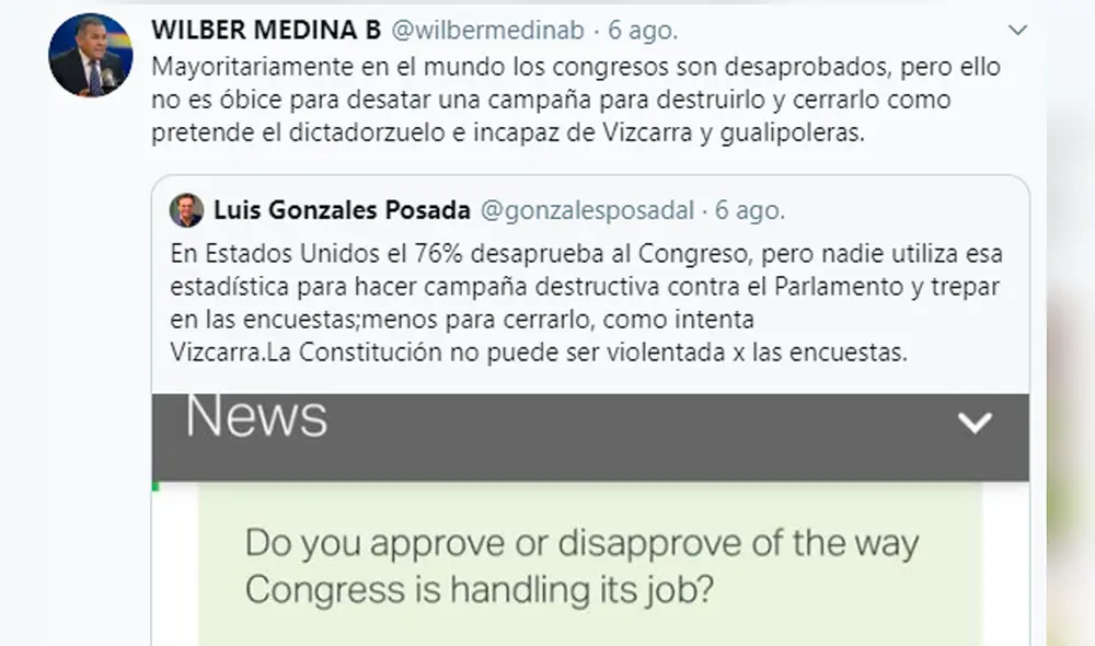 Las publicaciones de Wilber Medina contra Martín Vizcarra y fiscal José Domingo Pérez [FOTOS]
