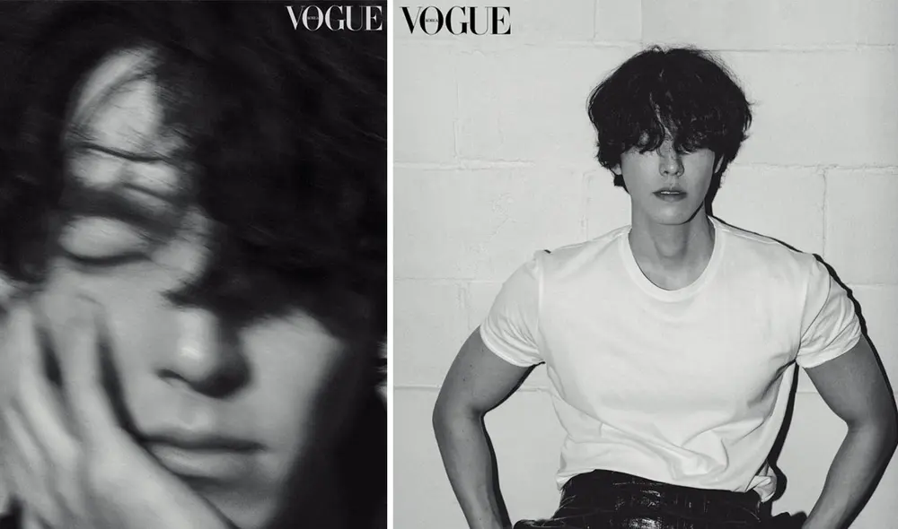 El photoshoot de Kim Woo Bin combinó los tonos cálidos con la estética b/w. Foto: Vogue Korea