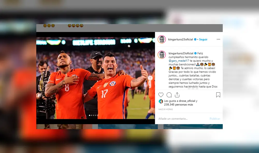 Arturo Vidal utilizó su cuenta de Instagram para dedicarle un emotivo saludo a Gary Medel por su cumpleaños.