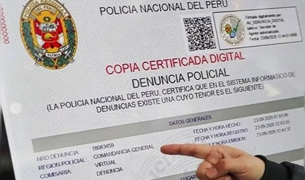 La Denuncia Policial Digital se puede descargar en formato PDF. Foto: Andina