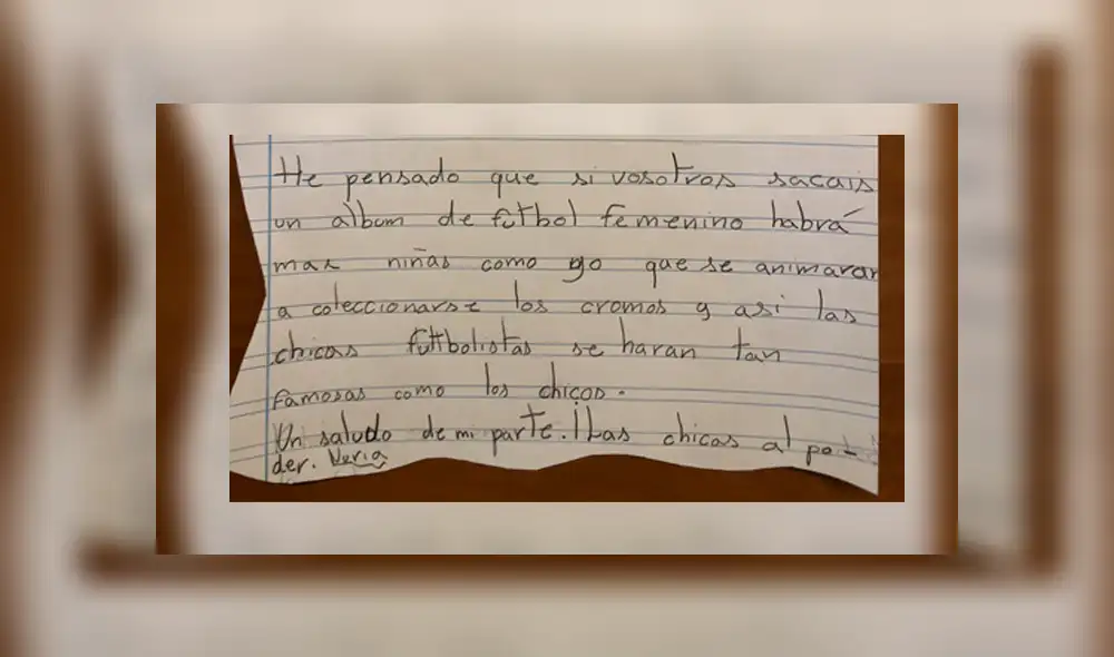 Twitter: Niña fanática del fútbol escribe carta a Panini por este insólito motivo [FOTOS]