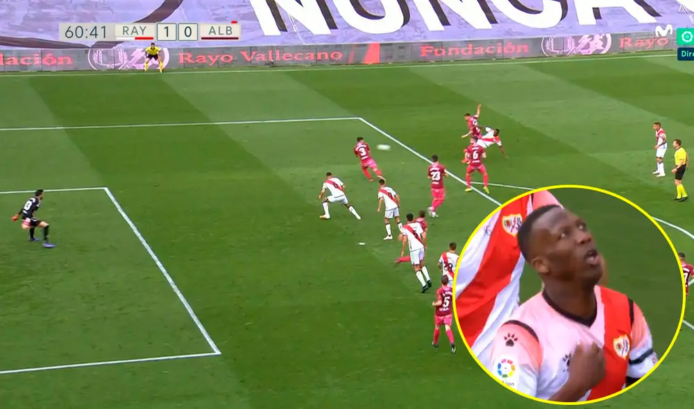 Luis Advíncula marcó un golazo en el partido del Rayo Vallecano contra Albacete por la fecha 20 de LaLiga 2 de España. | Foto: Movistar+