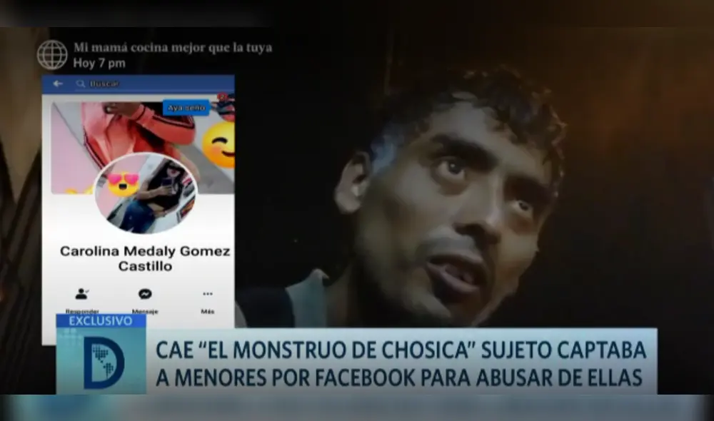 Cae “Depravado de Chosica” sujeto captaba a menores por facebook para abusar de ellas / Crédito: Captura de pantalla de Domingo al Día