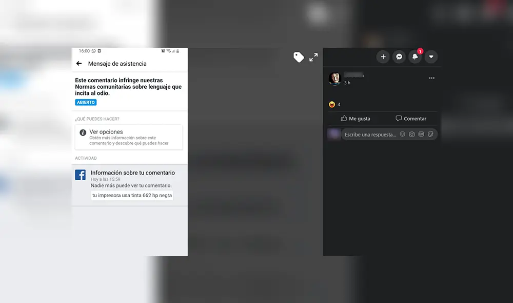 Facebook detectaría las palabras "negra" y "hp" como lenguaje que incita al odio.