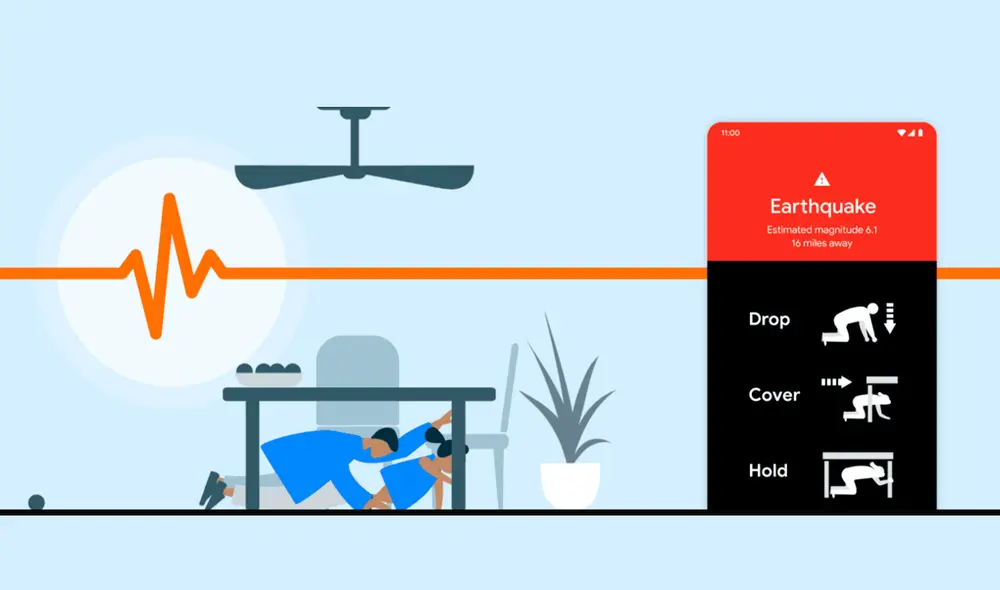 Sistema de alerta sísmica que se incorporará en teléfonos Android. | Foto: Google
