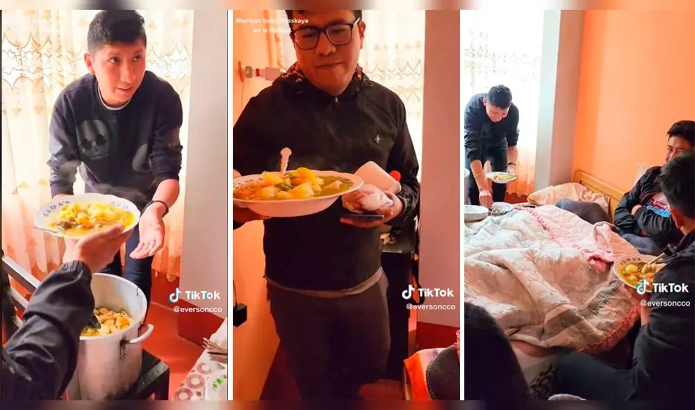 Puno. Ever Soncco se animó a hacer una olla común para sus músicos. Foto: Tiktok
