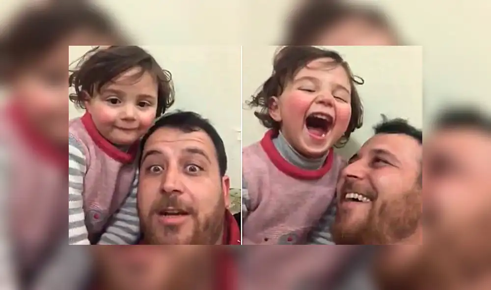 Abdullah, es un hombre sirio que se volvió viral en las redes sociales por hacer creer a su hija de cuatro años que los bombardeos son un juego para que no se asuste. (Foto: Captura) Abdullah, es un hombre sirio que se volvió viral en las redes sociales por hacer creer a su hija de cuatro años que los bombardeos son un juego para que no se asuste. (Foto: Captura)