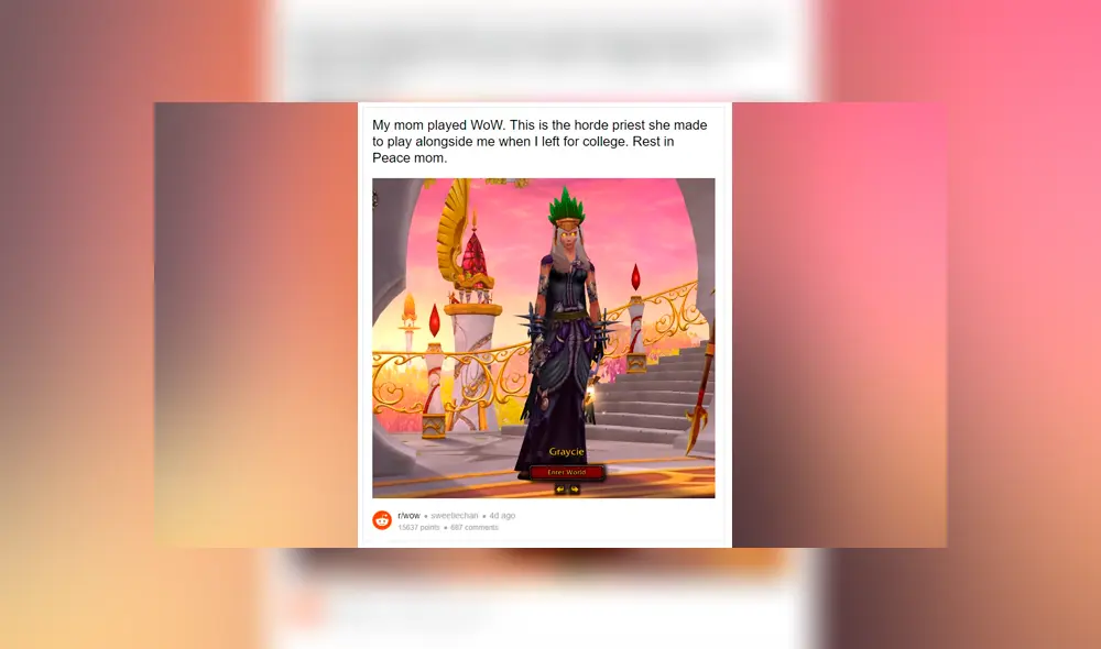 Valerosa madre hizo de todo por aprender a jugar World of Warcraft mientras luchaba con la enfermedad para pasar más tiempo con su hijo universitario.