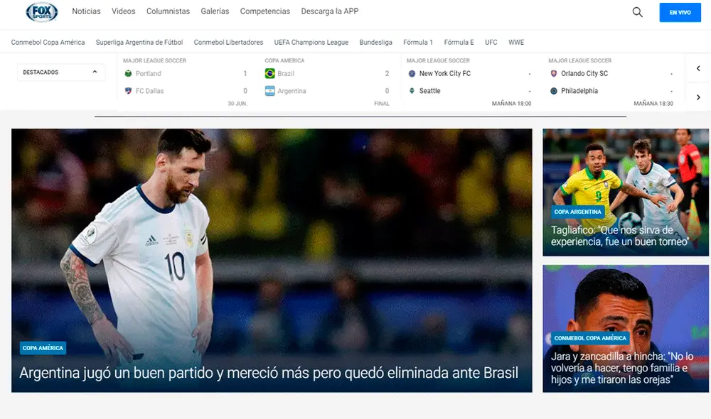 Prensa argentina reaccionó tras la eliminación de su selección ante Brasil en la Copa América 2019. | Foto: Fox Sports Prensa argentina reaccionó tras la eliminación de su selección ante Brasil en la Copa América 2019. | Foto: Fox Sports