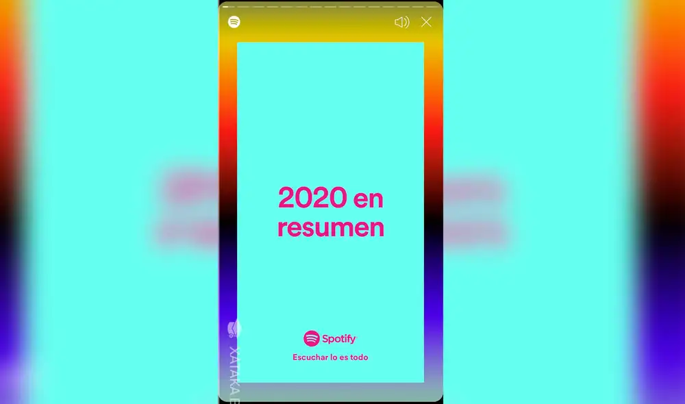Así luce el nuevo apartado Wrapped de Spotify para 2020, un detallado resumen de lo que más escuchaste en el año. Foto: Captura