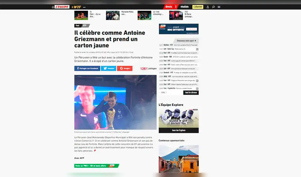 ¡Dio la vuelta al mundo! Celebración de Manzaneda a lo Griezmann fue noticia internacional 