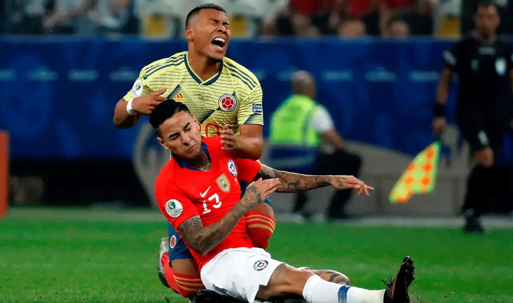 Erick Pulgar se burló de Yerry Mina tras clasificar a semifinales de la Copa América 2019. | Foto: EFE