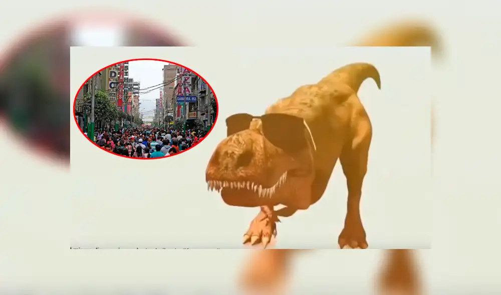Facebook: dinosaurio baila "¡Cállese viejo lesbiano!" en Gamarra para atraer clientes [VIDEO]