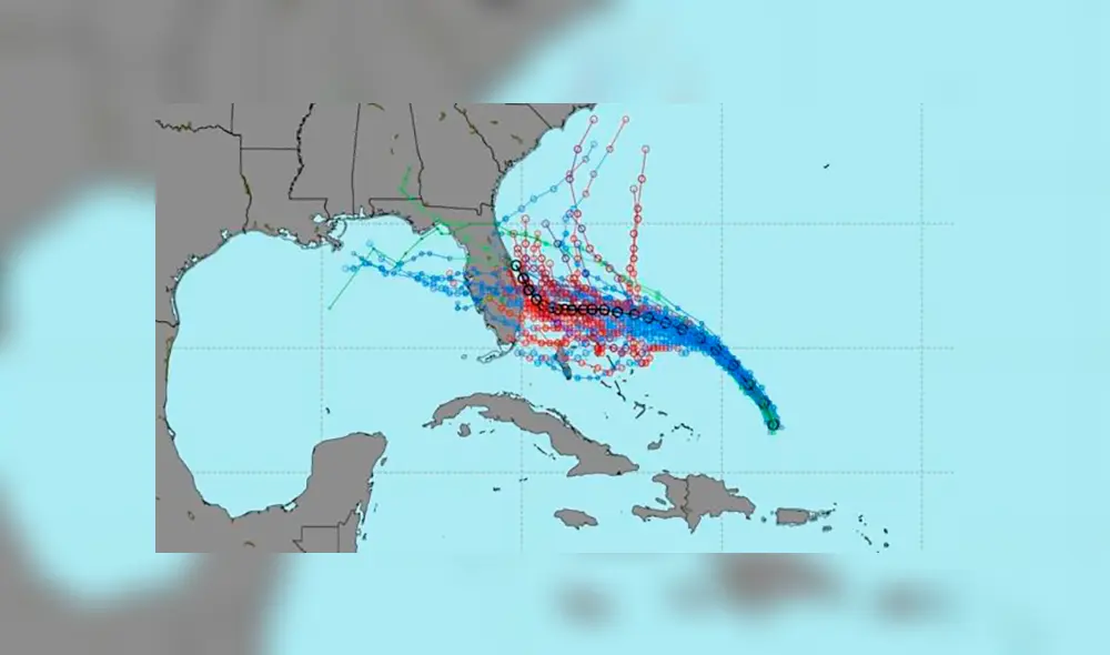 El Centro Nacional de Huracanes admite que la trayectoria de Dorian aún se halla rodeada de incertidumbre. Foto: Wathermodels.com
