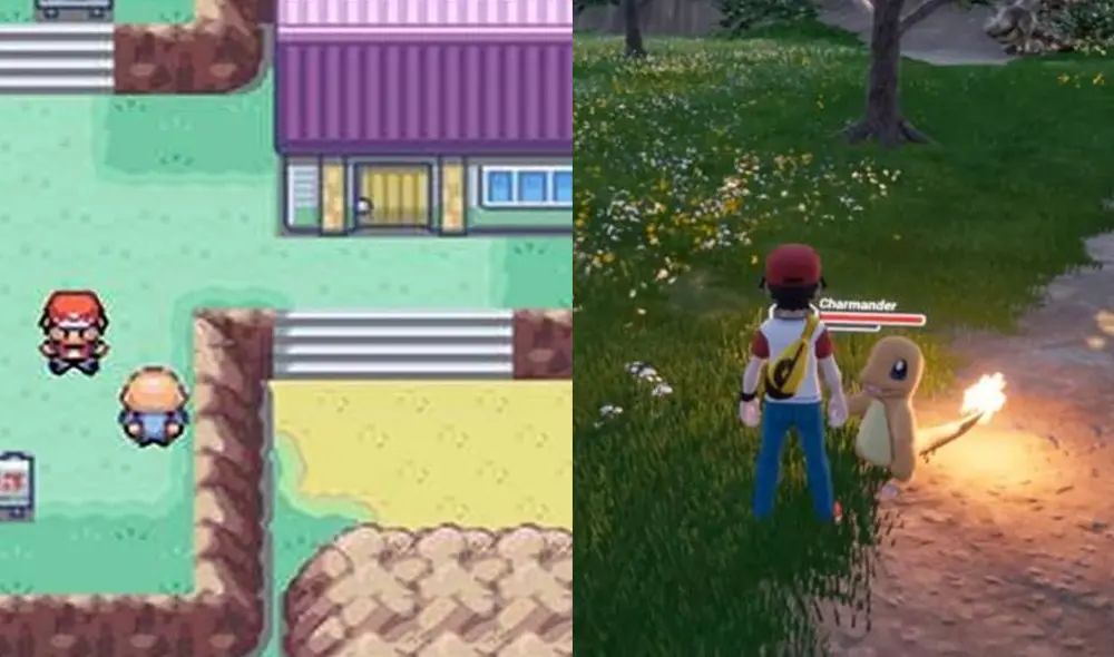 Diferencia entre Pokémon Rojo fuego original y el remake en 3D. Foto: Captura de YouTube Diferencia entre Pokémon Rojo fuego original y el remake en 3D. Foto: Captura de YouTube