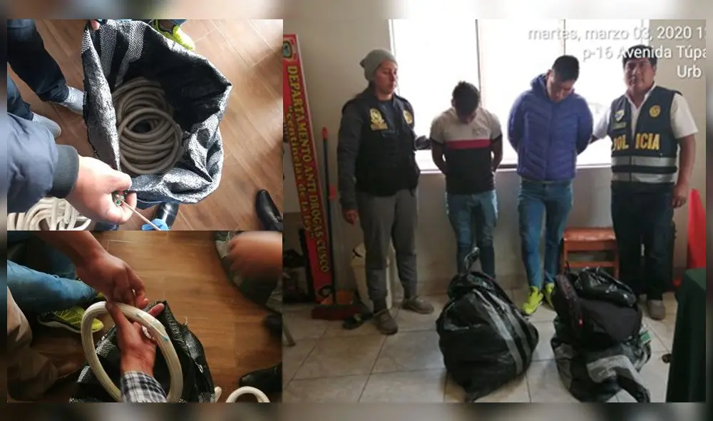 Cusco. Detienen a dos varones procedentes de Ayacucho con 27 kilos de cocaína.