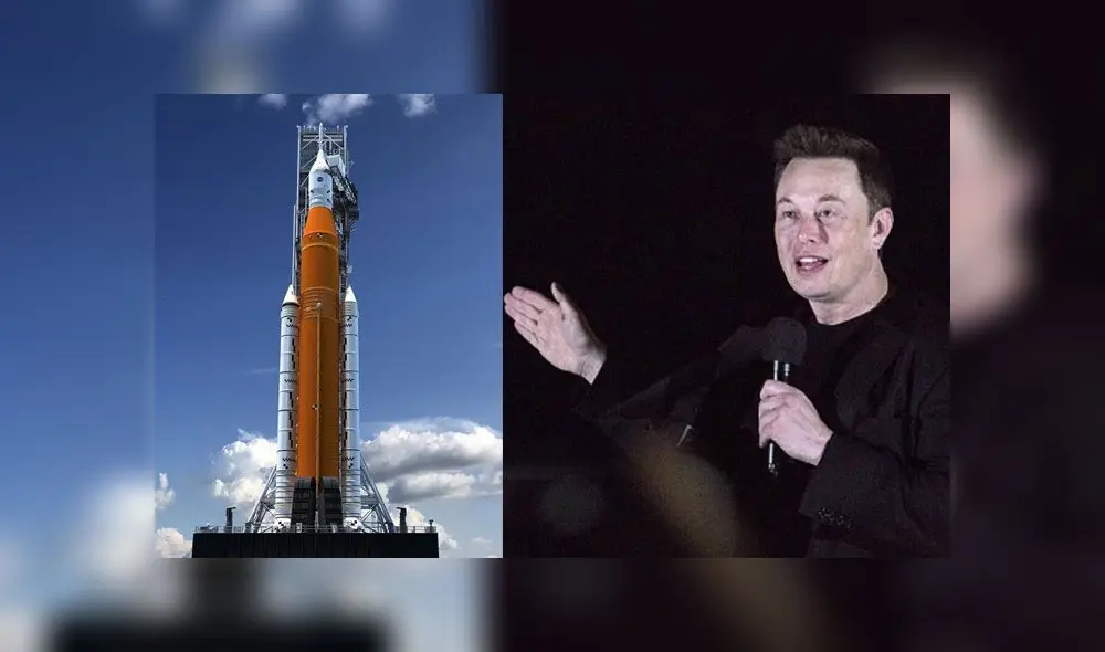 Elon Musk critica una deficiencia del cohete SLS de la NASA. Foto: composición.